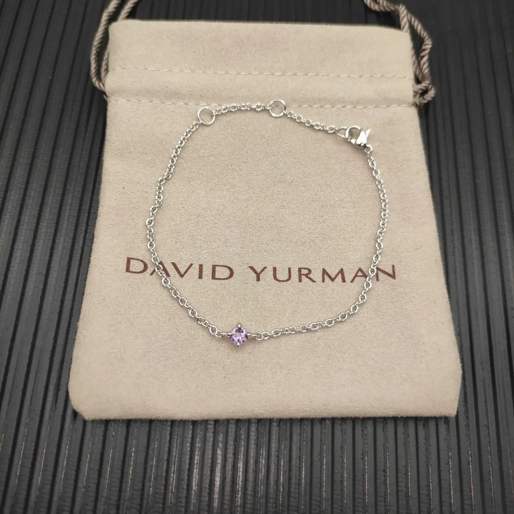 David Yurman Silver Solo Purple Diamond Bracelet
